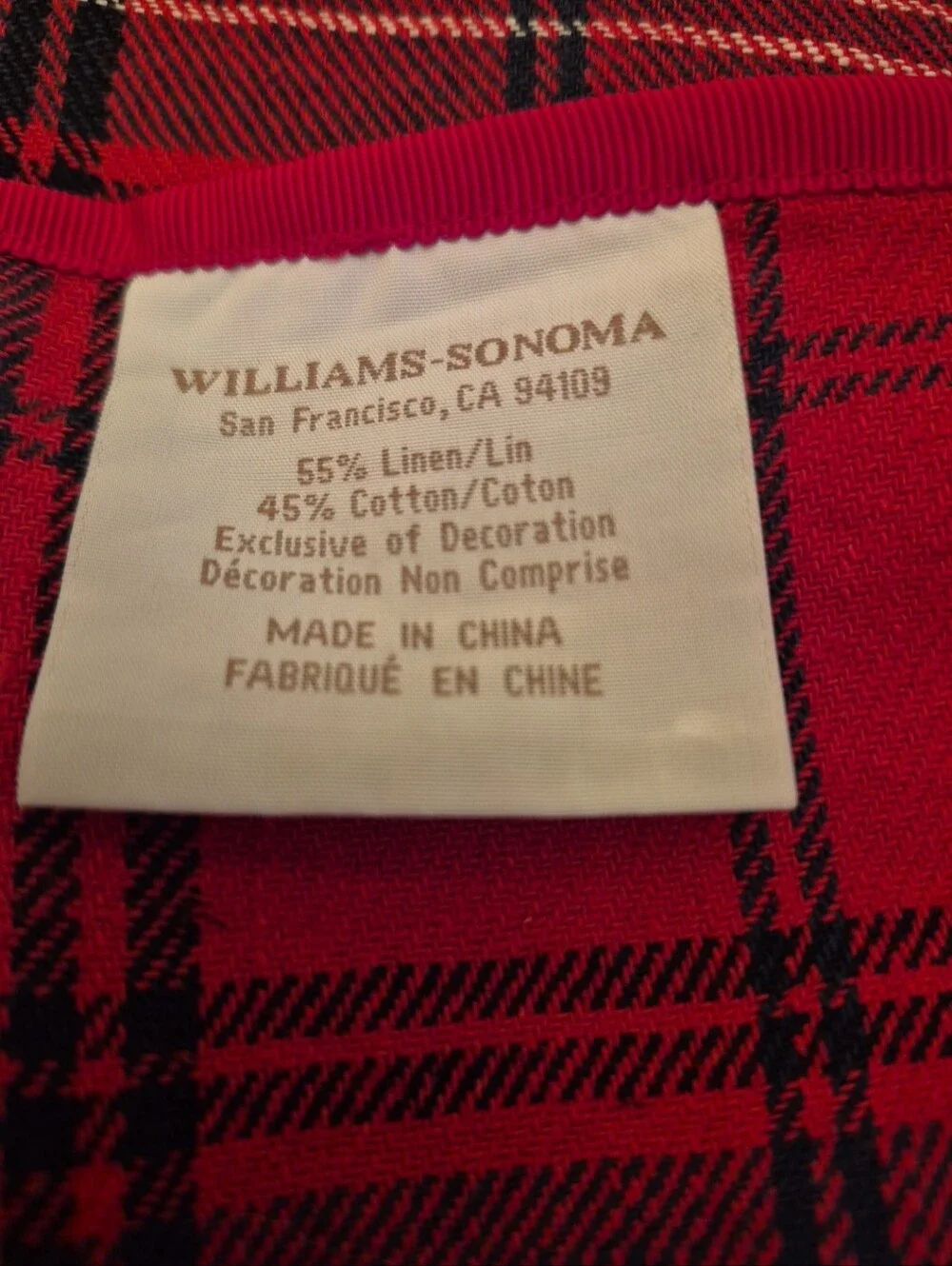 Williams Sonoma classic tartan